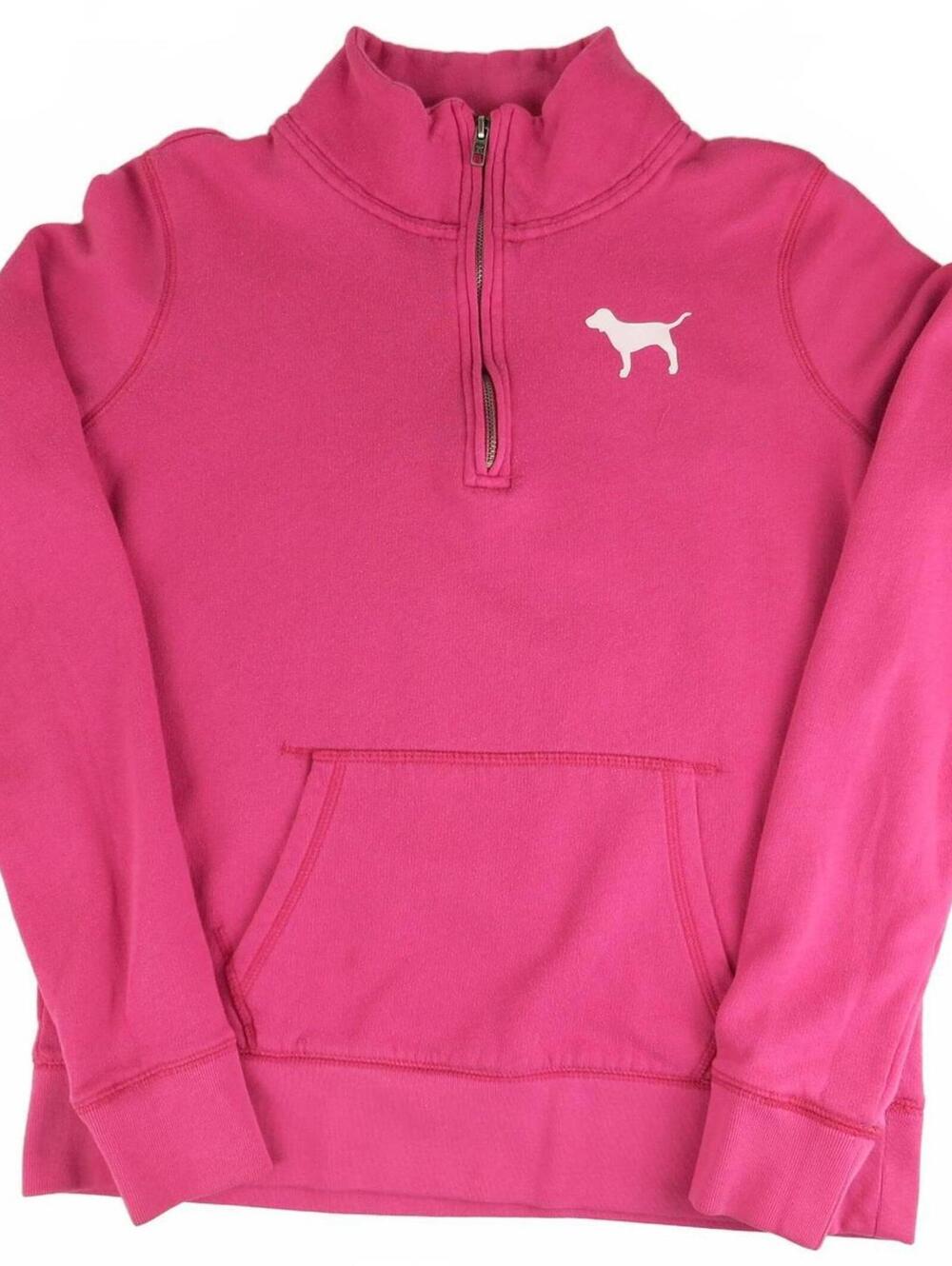 Victoria's Secret Pink Half-Zip Pullover Sweatshirt Sz Small